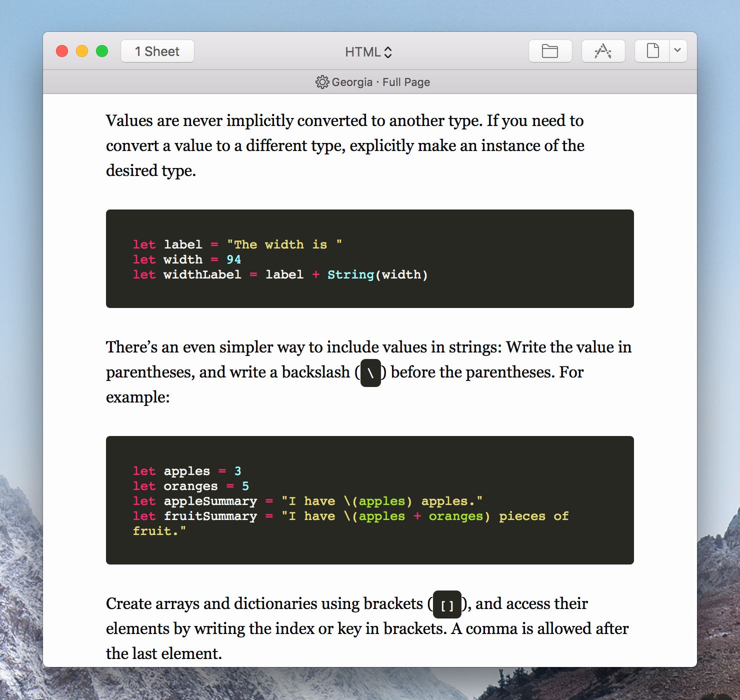 Highlight Code Examples During Export
